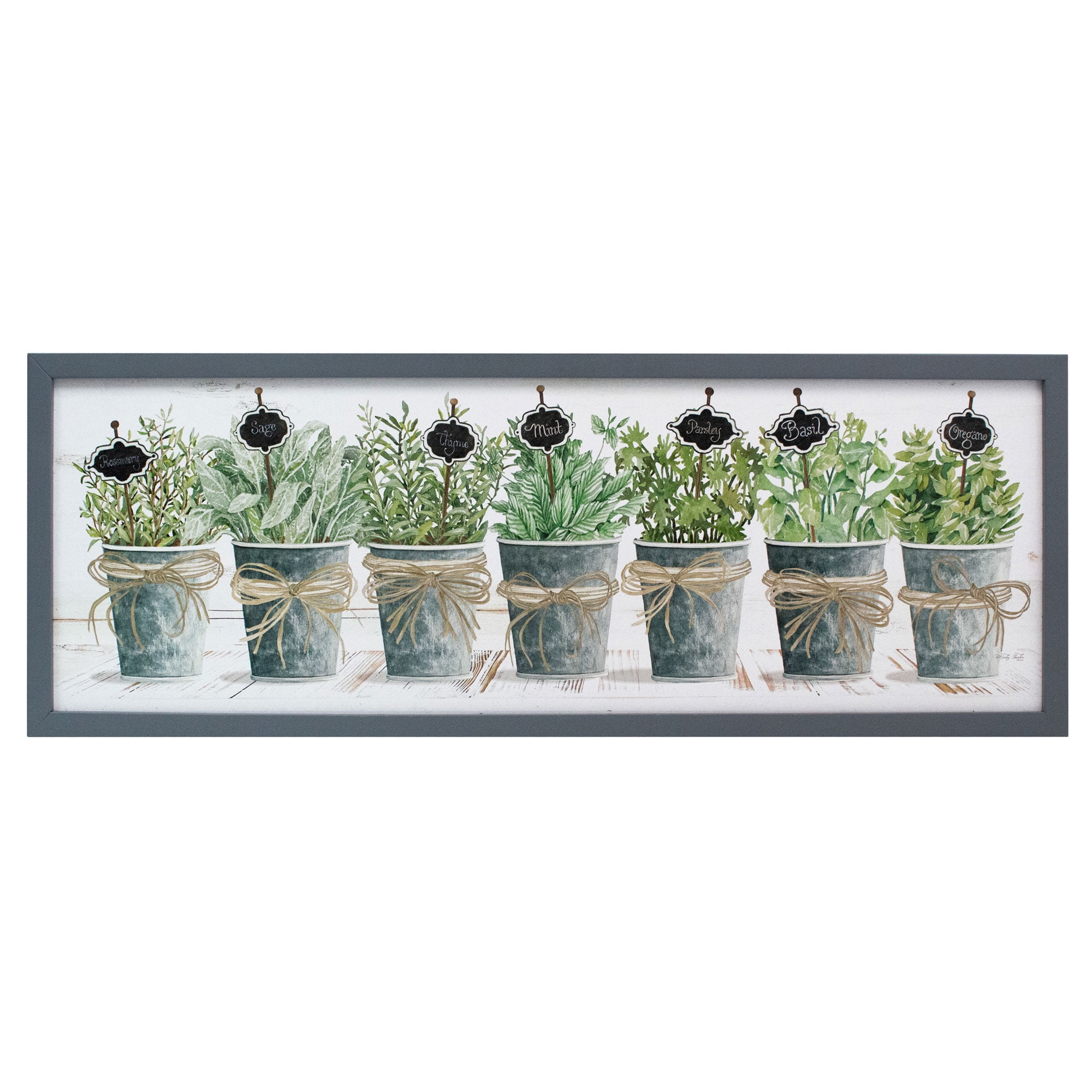 Gray Framed Herbs in a Row Print Wall Art