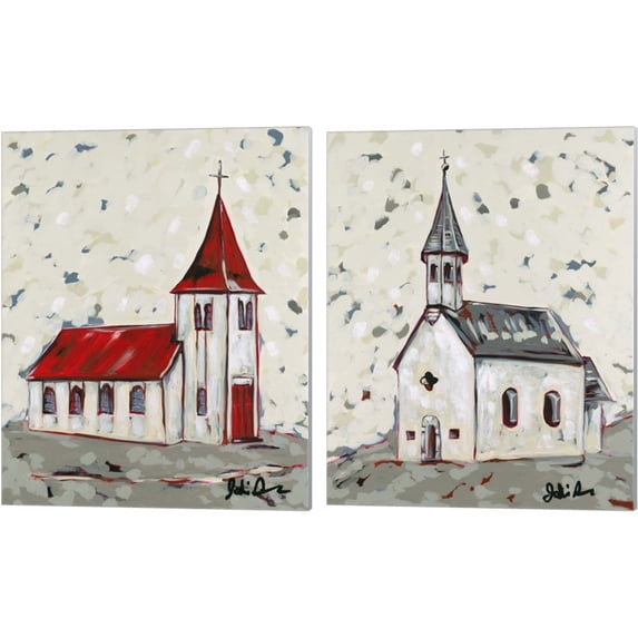 Great Art Now Here is the Church & Here is the Steeple by Jodi Augustine 2 Piece Canvas Art Set Each 12"W x 15"H