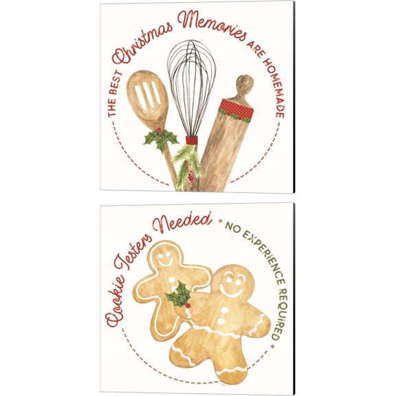 Great Art Now Home Cooked Christmas A by Tara Reed 2 Piece Canvas Art Set Each 14"W x 14H"