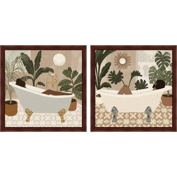 Great Art Now Home Spa by Victoria Barnes, 2 Piece Framed Art Set Each 13"W x 13"H