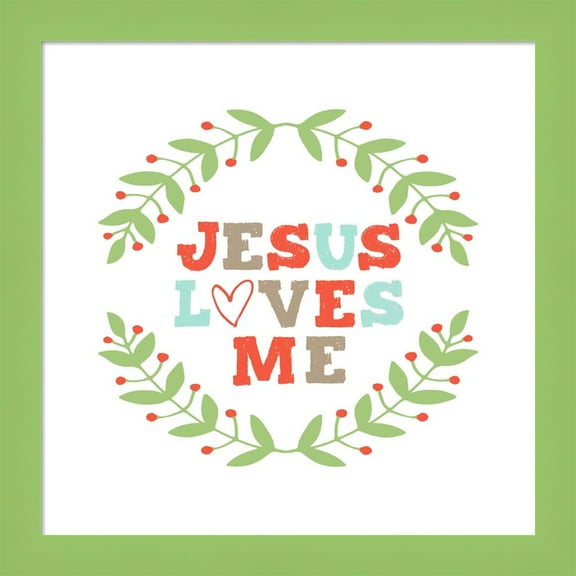 Great Art Now Jesus Loves Me-Garland by Inspire Me, Framed Wall Art, 14W x 14H