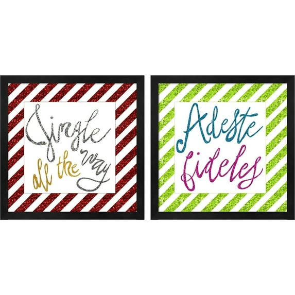 Great Art Now Jingle Sparkle by Elizabeth Medley, 2 Piece Framed Art Set Each 13"W x 13"H