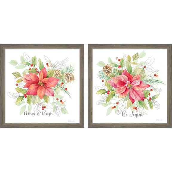 Great Art Now Joyful Holidays by Cynthia Coulter, 2 Piece Framed Art Set Each 13"W x 13"H