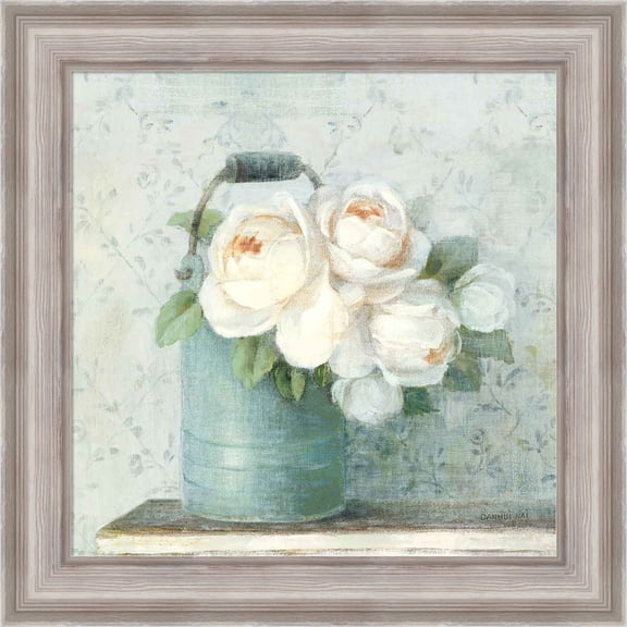 Great Art Now June Roses I White Blue Crop by Danhui Nai, Framed Wall Art, 20W x 20H