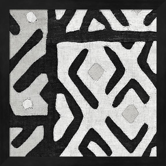 Great Art Now Kuba Cloth I Square I BW by Wild Apple Portfolio Framed Wall Art 13"W x 13"H