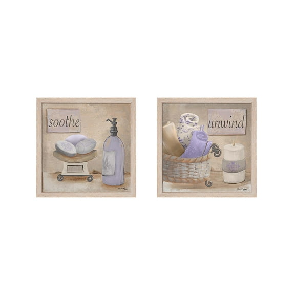 Great Art Now Lavender Bath by Hakimipour - Ritter, 2 Piece Framed Art Set Each 13.5W x 13.5H