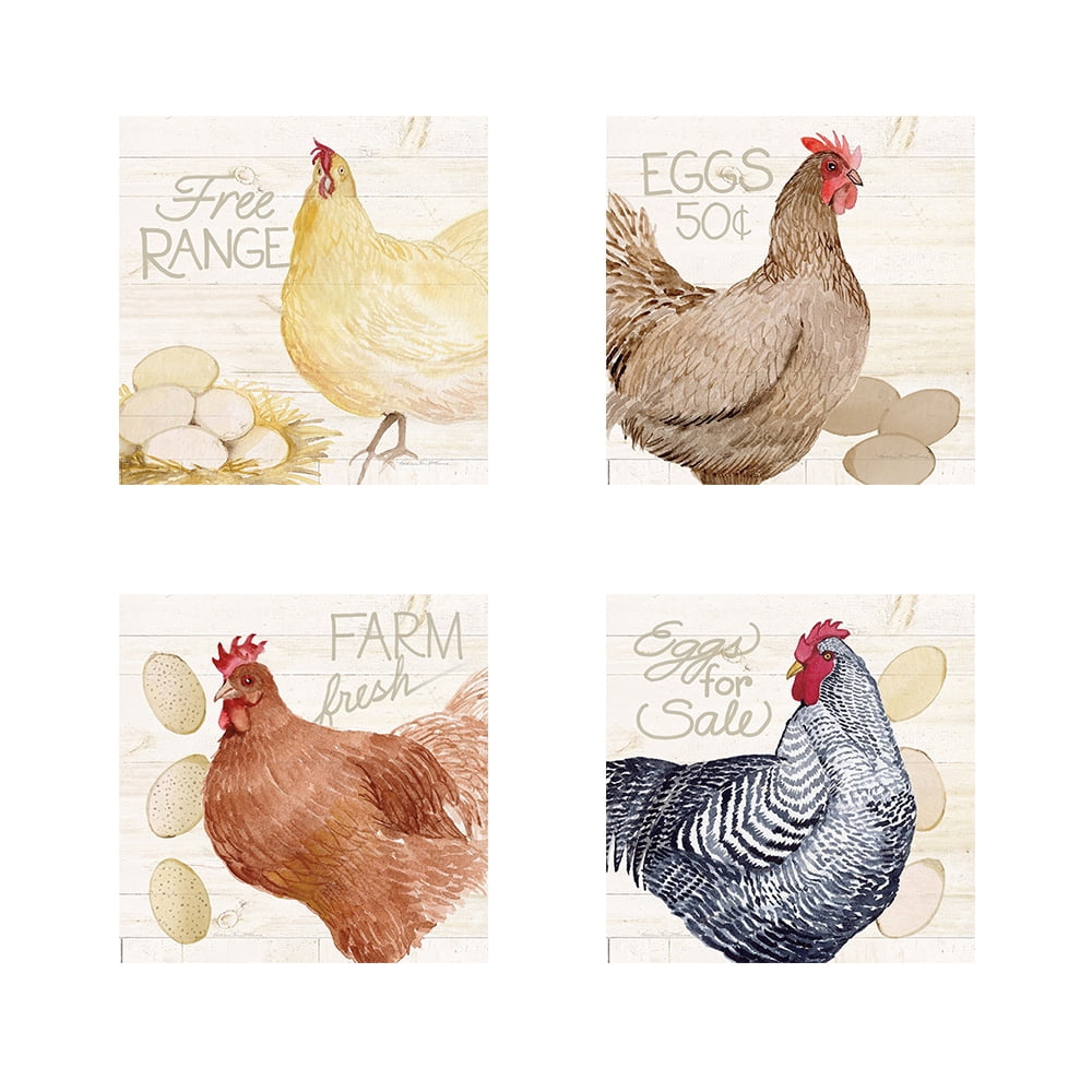 Great Art Now Life on the Farm Chicken by Kathleen Parr McKenna 4 Piece ...