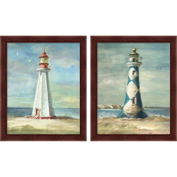 Great Art Now Lighthouse by Danhui Nai, 2 Piece Framed Art Set Each 9.25"W x 11.25"H