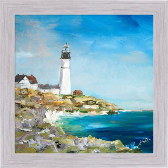 Great Art Now Lighthouse on the Rocky Shore I by Julie DeRice, Framed Wall Art, 18.75W x 18.75H