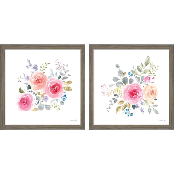 Great Art Now Lush Roses by Danhui Nai, 2 Piece Framed Art Set Each 13"W x 13"H