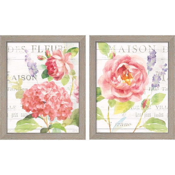 Great Art Now Maison Des Fleurs B by Danhui Nai, 2 Piece Framed Art Set Each 9"W x 11"H