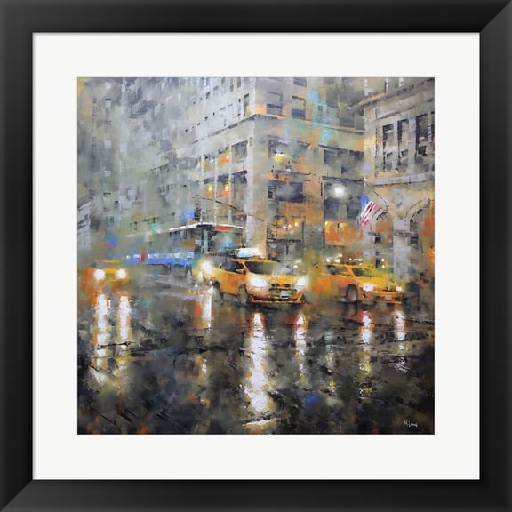 Great Art Now Manhattan Orange Rain by Mark Lague, Framed Wall Art, 19.5W x 19.5H