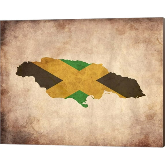 Great Art Now Map with Flag Overlay Jamaica by Color Me Happy Canvas Wall Art 20W x 16H
