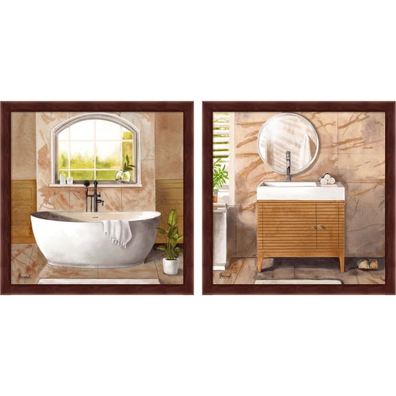 Great Art Now Marble Bath by Bannarot, 2 Piece Framed Art Set Each 13"W x 13"H