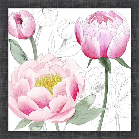 Great Art Now May Peonies II by Grace Popp, Framed Wall Art, 17.5W x 17.5H