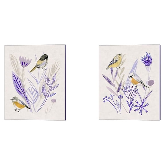 Great Art Now Meander in Violet by Melissa Wang 2 Piece Canvas Art Set Each 12"W x 15"H