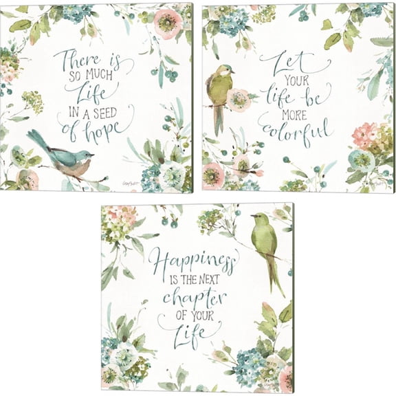 Great Art Now Mint Crush by Lisa Audit 3 Piece Canvas Art Set Each 14"W x 14"H