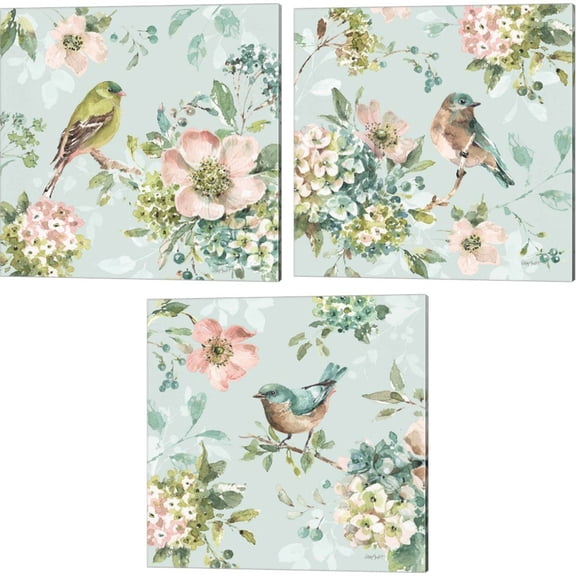 Great Art Now Mint Crush on Mint by Lisa Audit 3 Piece Canvas Art Set Each 14"W x 14"H
