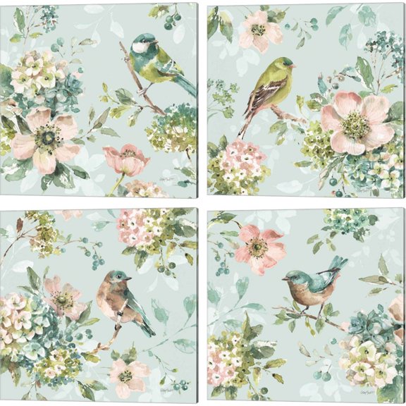 Great Art Now Mint Crush on Mint by Lisa Audit 4 Piece Canvas Art Set Each 14"W x 14"H