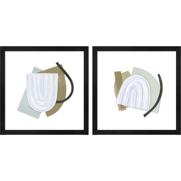 Great Art Now Mod Rainbow Collage by Emma Caroline, 2 Piece Framed Art Set Each 13.25"W x 13.25"H