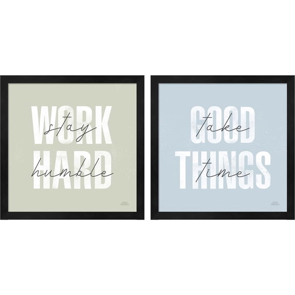 Great Art Now Morning Affirmations B by Laura Marshall, 2 Piece Framed Art Set Each 13"W x 13"H