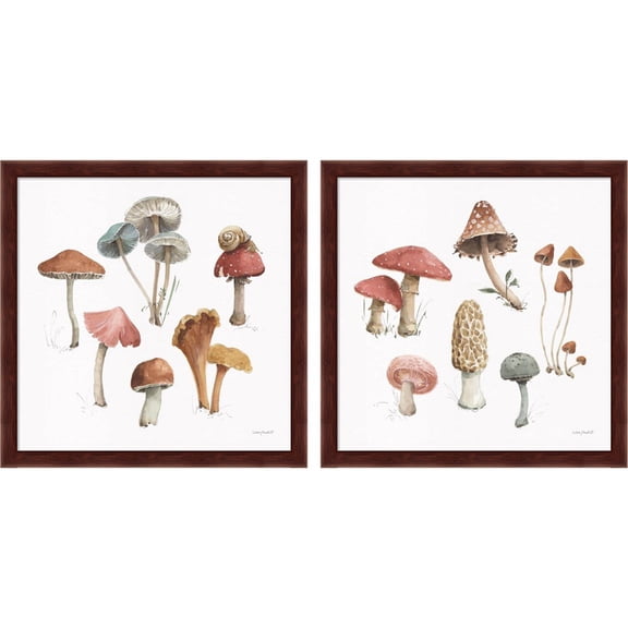 Great Art Now Mushroom Medley by Lisa Audit, 2 Piece Framed Art Set Each 13.25"W x 13.25"H
