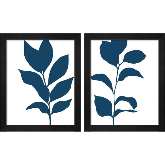Great Art Now Navy Branch by Karyn Panganiban, 2 Piece Framed Art Set Each 9.25"W x 11.25"H
