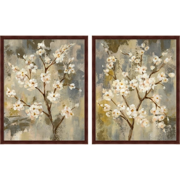Great Art Now Neutral Branches by Silvia Vassileva, 2 Piece Framed Art Set Each 17.25"W x 21.25"H