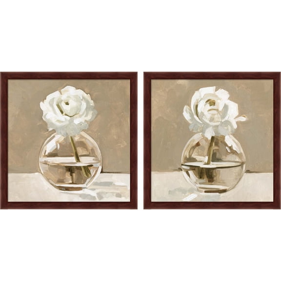 Great Art Now Neutral Bud Vase by Emma Caroline, 2 Piece Framed Art Set Each 13"W x 13"H