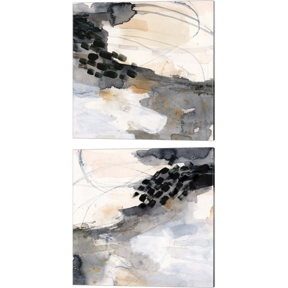 Great Art Now Neutral Flock by Victoria Barnes 2 Piece Canvas Art Set Each 14W x 14H