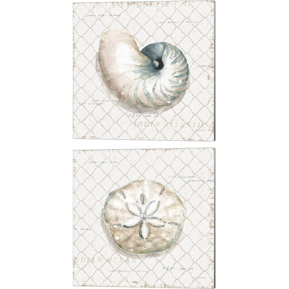 Great Art Now Ocean View B by Lisa Audit 2 Piece Canvas Art Set Each 14"W x 14H"