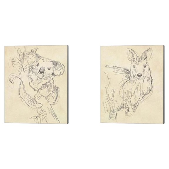 Great Art Now Outback Sketch by June Erica Vess 2 Piece Canvas Art Set Each 12"W x 15"H