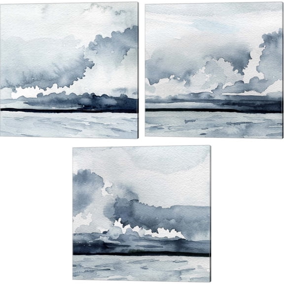 Great Art Now Passing Rain Storm by Emma Caroline 3 Piece Canvas Art Set Each 14W x 14H
