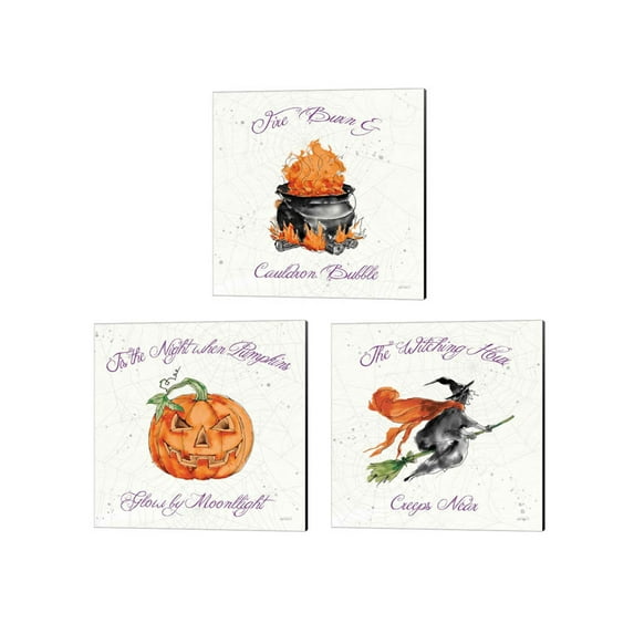 Great Art Now Phantoms of the Night Color B by Anne Tavoletti 3 Piece Canvas Art Set Each 14W x 14H