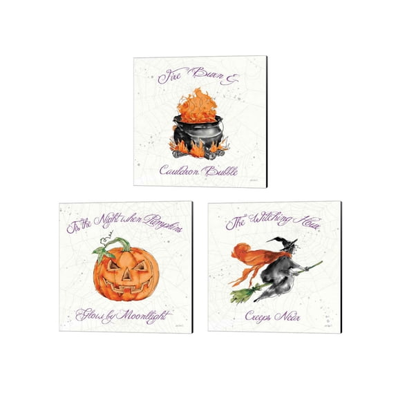 Great Art Now Phantoms of the Night Color B by Anne Tavoletti 3 Piece Canvas Art Set Each 14W x 14H