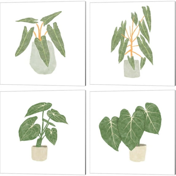 Great Art Now Philodendron Billietiae & Gloriosum by Bannarot 4 Piece Canvas Art Set Each 14W x 14H