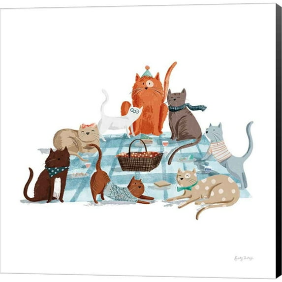 Great Art Now Picnic Pets Cats I by Becky Thorns, Canvas Wall Art, 12W x 12H