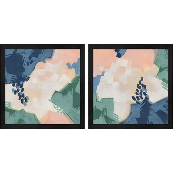 Great Art Now Pixel Data by June Erica Vess, 2 Piece Framed Art Set Each 13"W x 13"H