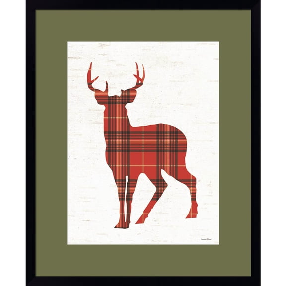 Great Art Now Plaid Deer by Lettered & Lined, Framed Wall Art, 18W x 22H