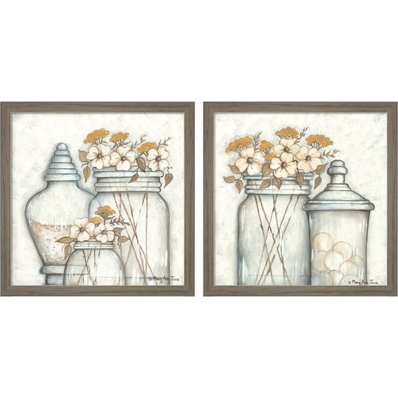 Great Art Now Pretty Natural & Simple by Mary Ann June, 2 Piece Framed Art Set Each 13"W x 13"H