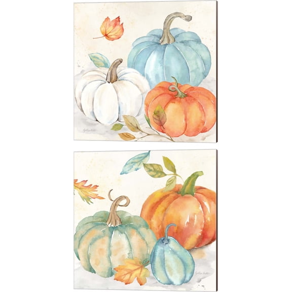 Great Art Now Pumpkin Patch by Cynthia Coulter 2 Piece Canvas Art Set Each 14"W x 14H"