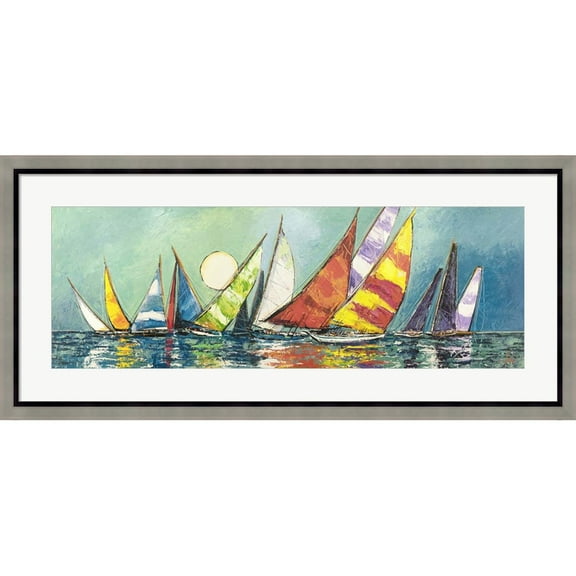 Great Art Now Regata al Chiar di Luna I by Luigi Florio, Framed Wall Art, 41.5W x 19H