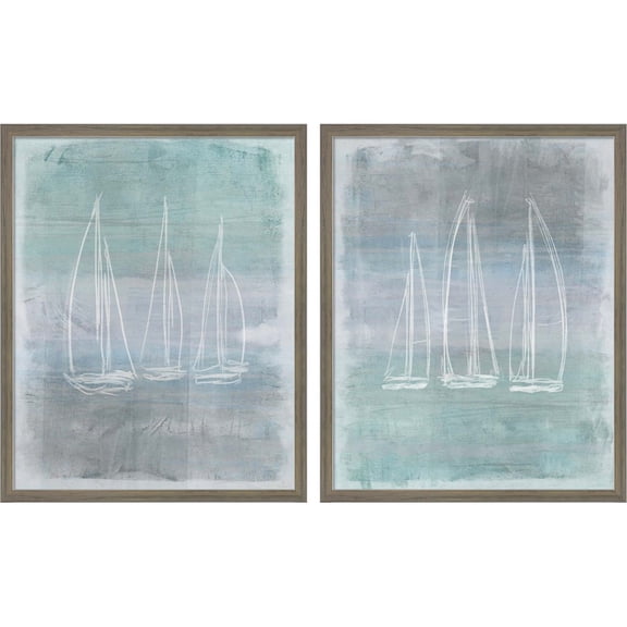 Great Art Now Regatta Memory by Dan Meneely, 2 Piece Framed Art Set Each 17"W x 21"H