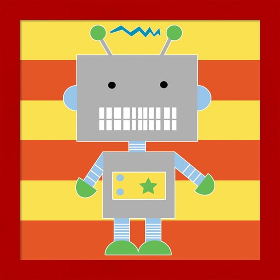 Great Art Now Robot - Stripes by Louise Carey, Framed Wall Art, 14W x 14H