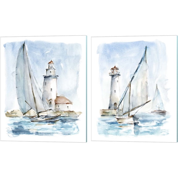Great Art Now Sailing into the Harbor by Ethan Harper 2 Piece Canvas Art Set Each 12"W x 15"H