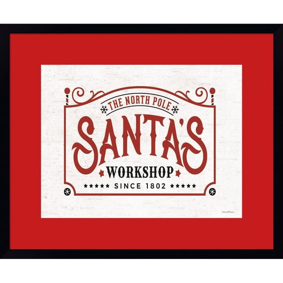 Great Art Now Santa's Workshop by Lettered & Lined, Framed Wall Art, 22W x 18.5H
