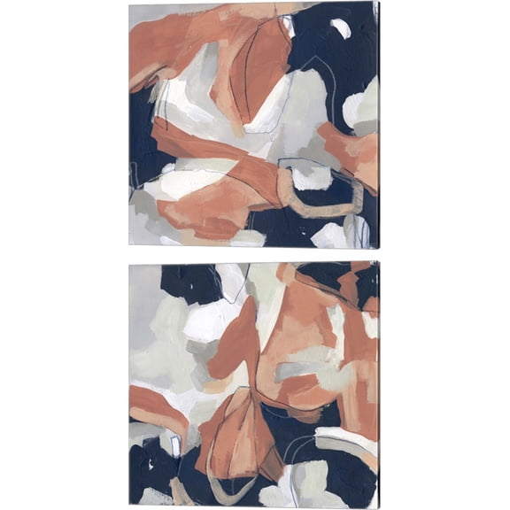 Great Art Now Sienna Cement by June Erica Vess 2 Piece Canvas Art Set Each 14"W x 14"H
