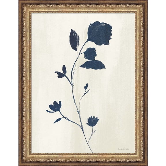 Great Art Now Simple Nature III Indigo Cream by Danhui Nai, Framed Wall Art, 14W x 18H