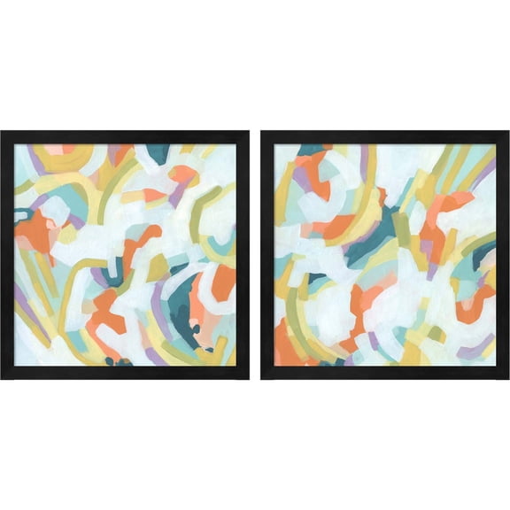 Great Art Now Sugar Sweep by June Erica Vess, 2 Piece Framed Art Set Each 13.25"W x 13.25"H