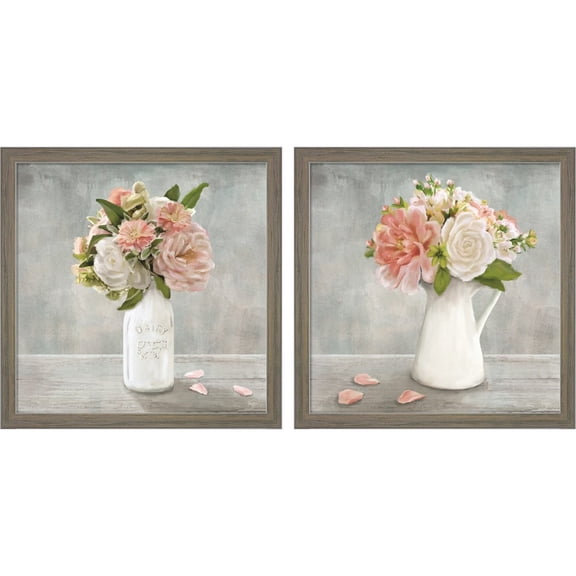 Great Art Now Summer Picks by Mollie B., 2 Piece Framed Art Set Each 13"W x 13"H, Floral Art